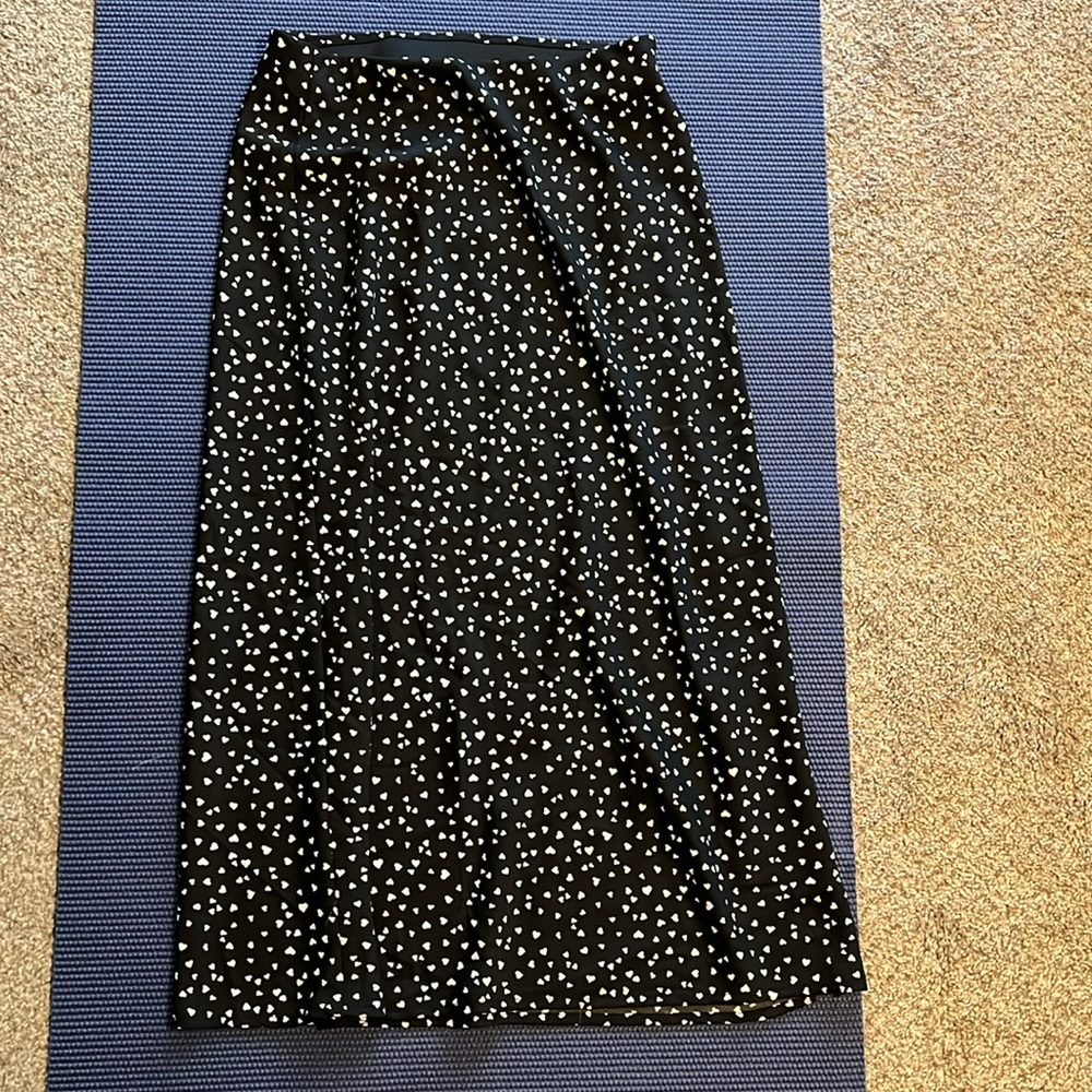 Black and White Heart polka dot midi skirt.